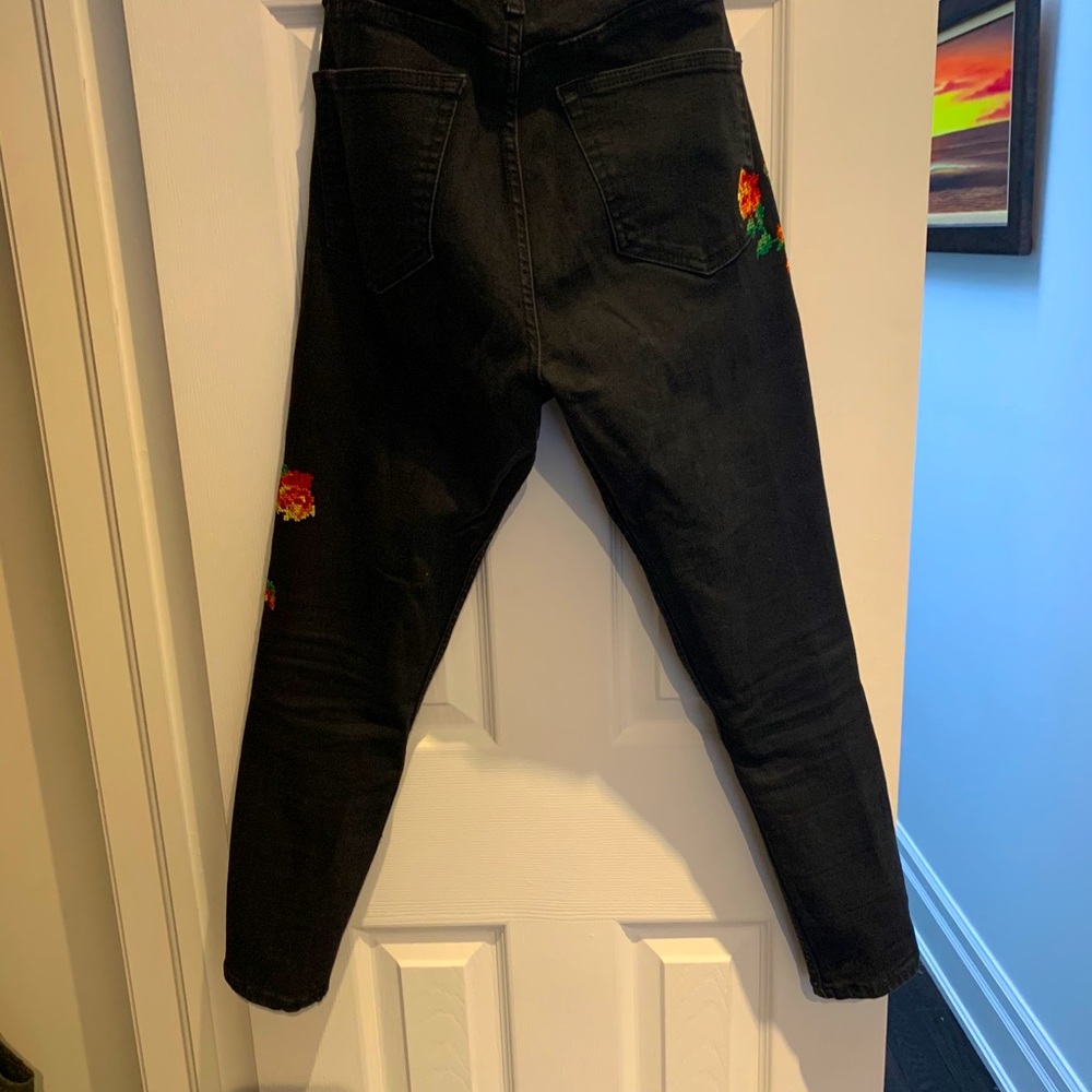 Topshop high-rise black Jean with floral pattern - Picture 4 of 4